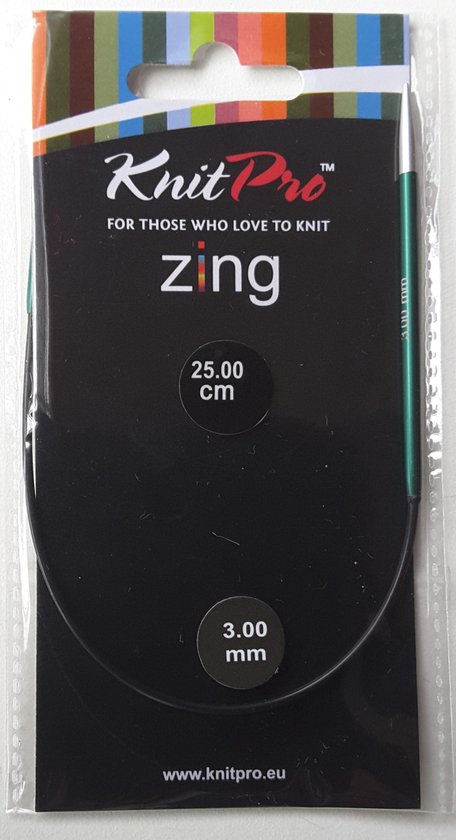 Aiguilles à tricoter circulaires KnitPro Zing 3,00 mm et 25,00 cm (notez les très petites aiguilles pour les chaussettes)