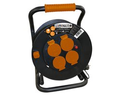 Relectric Pro Kabelhaspel – 40m – 4 stopcontacten – Met oprolknop - Randaarde - IP44 - RELEC493111
