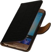 Mobieletelefoonhoesje.nl - Samsung Galaxy S6 Hoesje Krokodil Bookstyle  Zwart