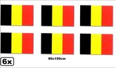 6x Vlag Belgie 90x150cm - EK Sport voetbal thema feest landen festival vlag 90cm x 150cm rode duivels