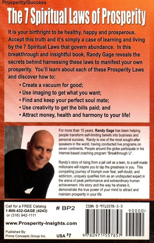 The 7 Spiritual Laws of Prosperity, Randy Gage | 9780971557857 | Boeken ...