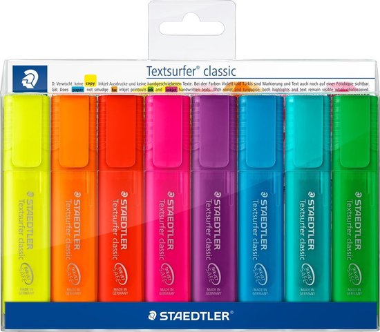 STAEDTLER Textsurfer classic tekstmarker – set 8 rainbow