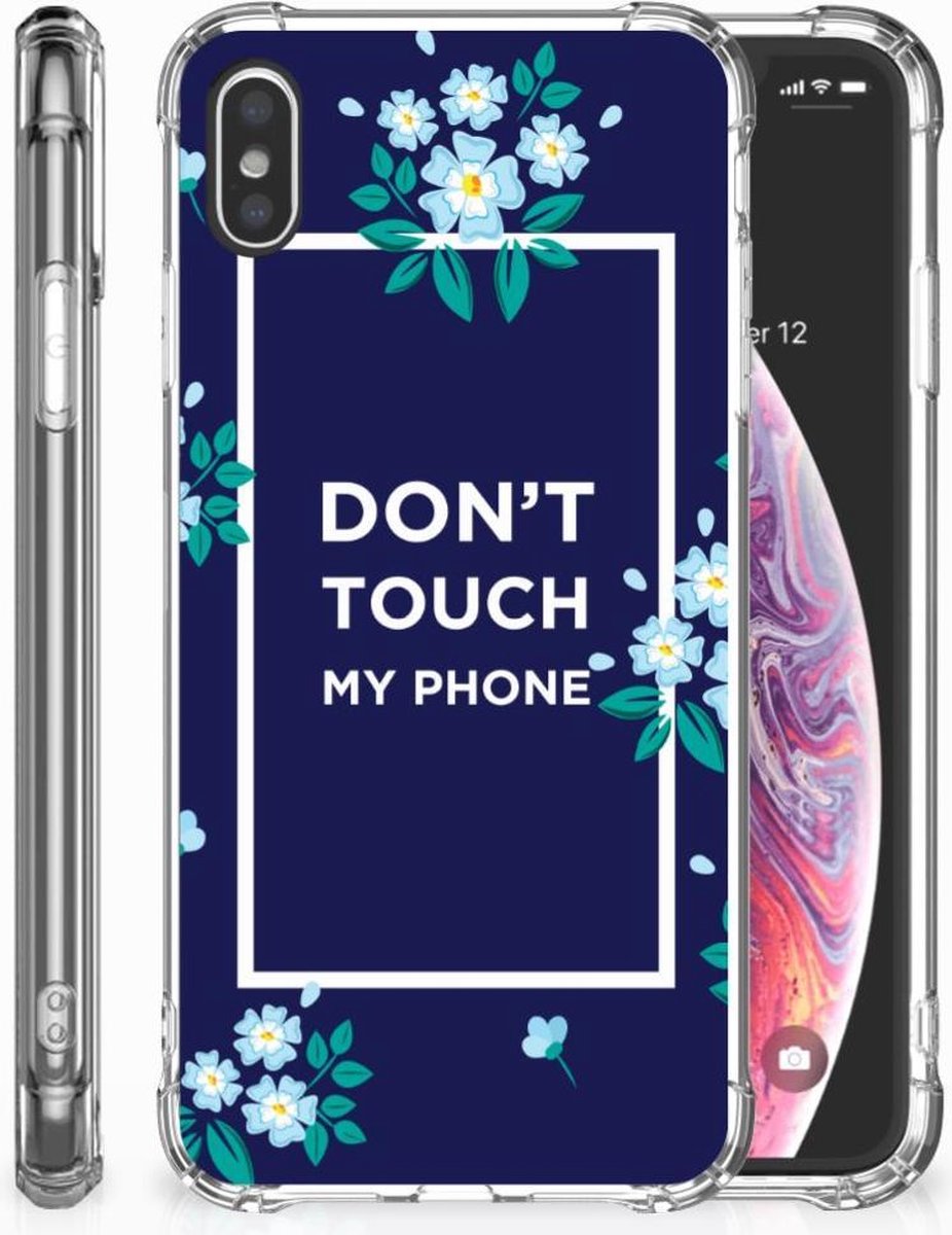 Apple iPhone Xs Max Anti Shock Case Flowers Blue DTMP