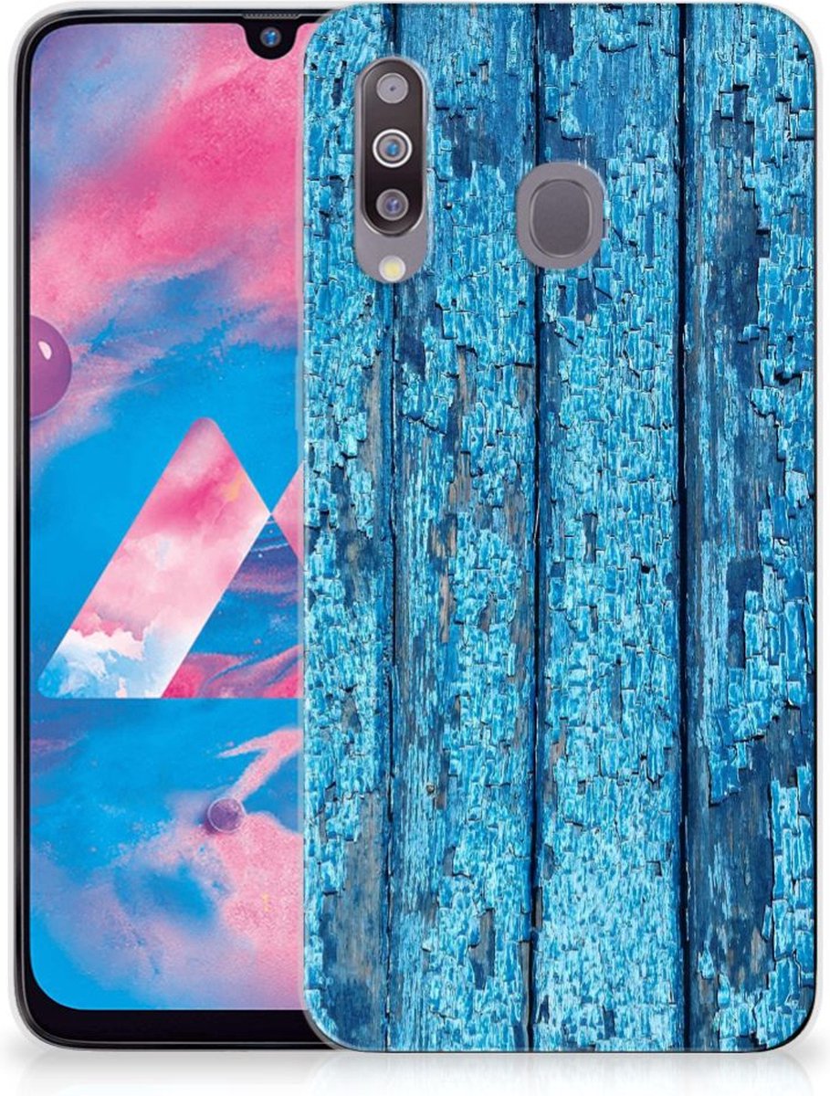 Samsung Galaxy M30 Bumper Hoesje Wood Blue