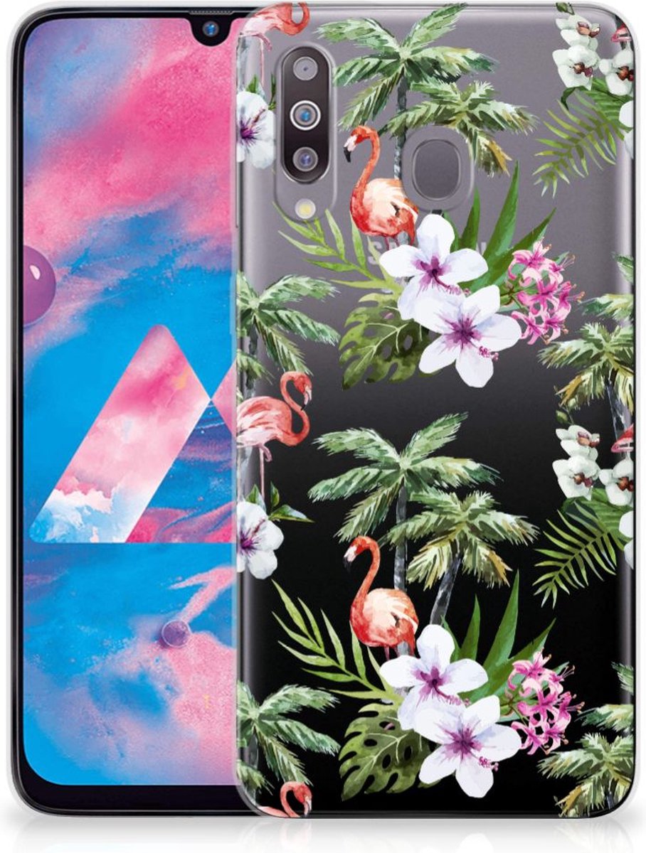 Samsung Galaxy M30 TPU Hoesje Flamingo Palms