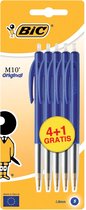 12x Bic balpen M10 Clic schrijfbreedte 0,4mm, medium punt, blauw, blister 4 + 1 gratis