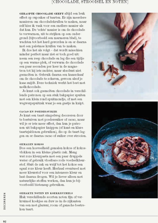 Receptpagina voor geglazuurde chocolade en chocoladekrullen.