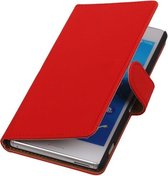 Sony Xperia M4 Aqua Effen Booktype Wallet Hoesje Rood