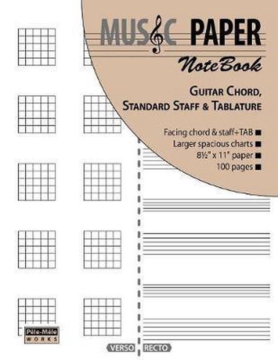 Music Paper NoteBook - Accord de guitare, portée Standard et tablature |  bol.com