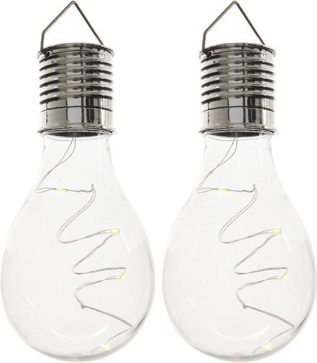 2x Buiten/tuin LED lampbolletjes/peertjes solar verlichting 14 cm -  Tuinverlichting -... | bol.com