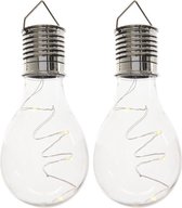2x Buiten/tuin LED lampbolletjes/peertjes solar verlichting 14 cm - Tuinverlichting - Tuinlampen - Solarlampen op zonne-energie