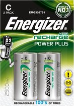 Energizer C - HR14 2500mAh - 1,2V Recharge Power Plus herlaadbare batterijen - 2 stuks