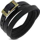 Amanto Armband Farran Black  - Leer - Wikkel - 8mm - Aanpasbaar