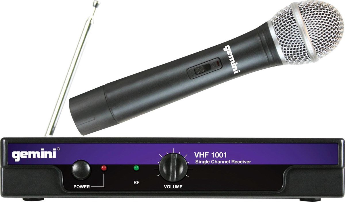 Gemini VHF-1001M Microfoon voor podiumpresentaties Draadloos Zwart