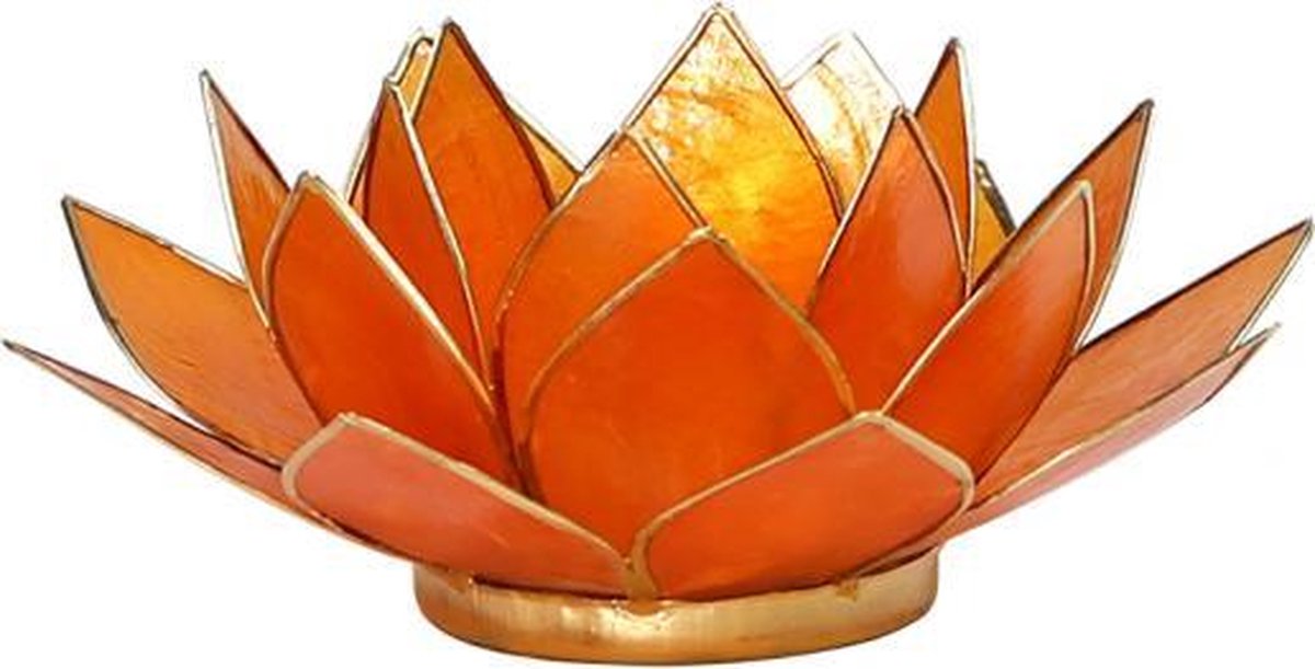Lotus waxine licht houder oranje - 13.5 cm - S