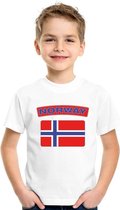 T-shirt met Noorse vlag wit kinderen 158/164