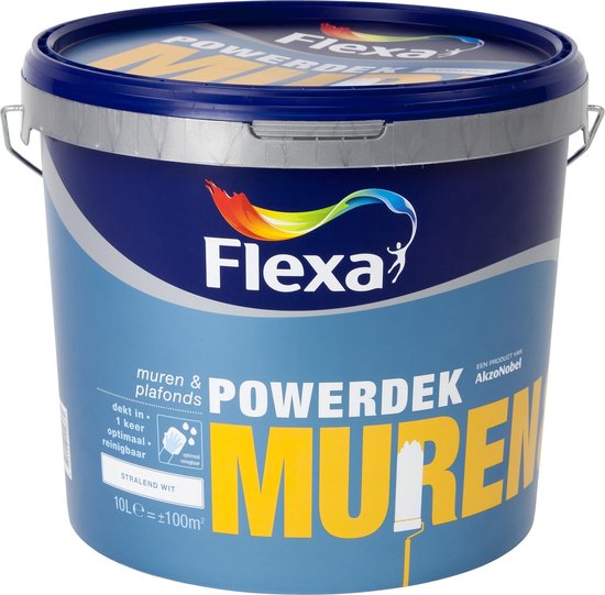 Flexa Powerdek Muurverf - Muren & Plafonds - Binnen - Stralend Wit - 10 liter
