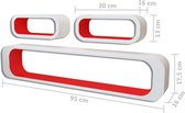 Wandplanken kubus 6 st rood en wit (incl. vloerviltjes)