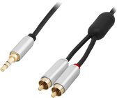 3,5 inch Jack naar 2x Tulp Audio Male Kabel 1,5 meter Afgeschermd - Premium