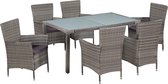 Tuinset poly rattan en glas grijs 13-delig  (incl. Fleecedeken)