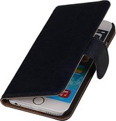 Mobieletelefoonhoesje.nl - iPhone 6 Plus / 6s Plus Hoesje Washed Leer Bookstyle Donker Blauw