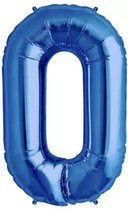 Folie Ballon Cijfer 0 Blauw 100cm - leeg