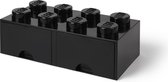 Bol.com Lego - Opbergbox met 2 Lades Brick 8 - Polypropyleen - Zwart aanbieding