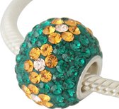 Zilveren bedel met swarovski steentjes