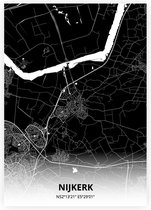 Nijkerk plattegrond - A4 poster - Zwarte stijl