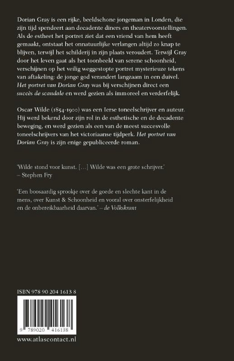 LJ Veen Klassiek - Het portret van Dorian Gray - back cover