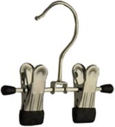 De Kledinghanger Gigant - 20 x Laarzenknijper metaal verchroomd met anti-slip (zwart) knijpers, 12 cm