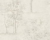 BOMEN BEHANG - Grijs Wit Metallic - AS Creation Secret Garden