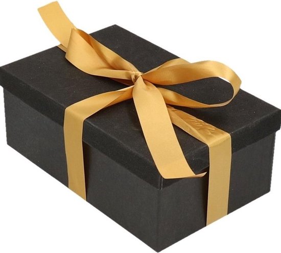 Cadeau gift box zwart 24 x 15 en goudkleurig cadeau lint - kadodoosjes /  cadeauverpakking | bol.com