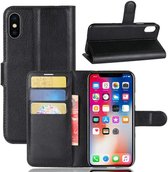 DrPhone Flipcover - Luxe booktype PU Lederen Portemonnee Case - Geschikt voor iPhone X/Xs- Wallet Case met Kickstand - Zwart