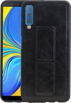 Grip Stand Hardcase Backcover - Telefoonhoesje - Achterkant Hoesje - Geschikt voor Samsung Galaxy A7 (2018) - Zwart