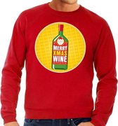 Foute kersttrui / sweater Merry Chrismas Wine rood voor heren - Kersttrui voor wijn liefhebber M (50)