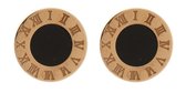 Behave® Dames oorbellen oorknoppen romeinse cijfers rosè goud-kleur stainless steel 1 cm