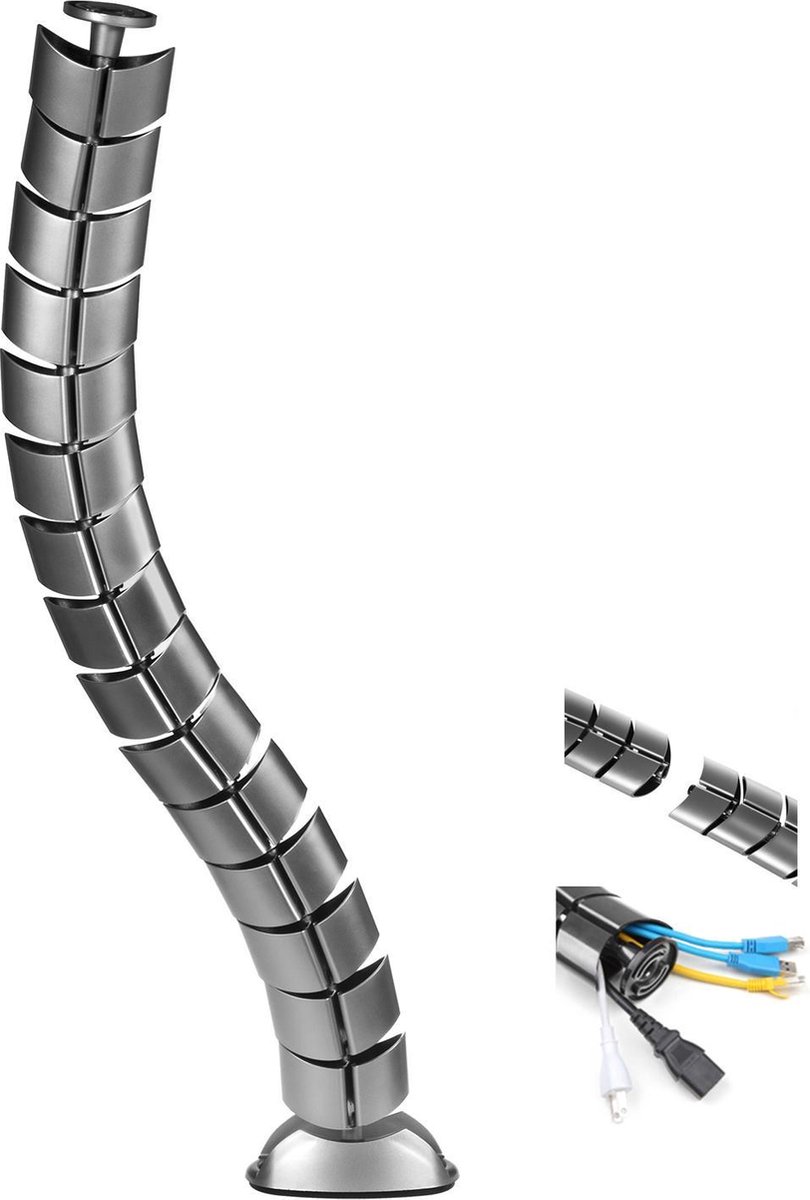 Kabelkanaal kabel - Organizer kabelafdekking voor Maclean MC-768 S bureau, zilver 75cm