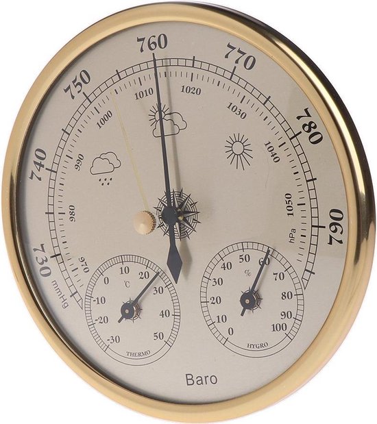 Luxe Barometer Weerstation met Thermometer Hygrometer Messing