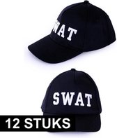 12x Politie SWAT baseball caps verkleedkleding voor volwassenen - verkleedkleding accessoires