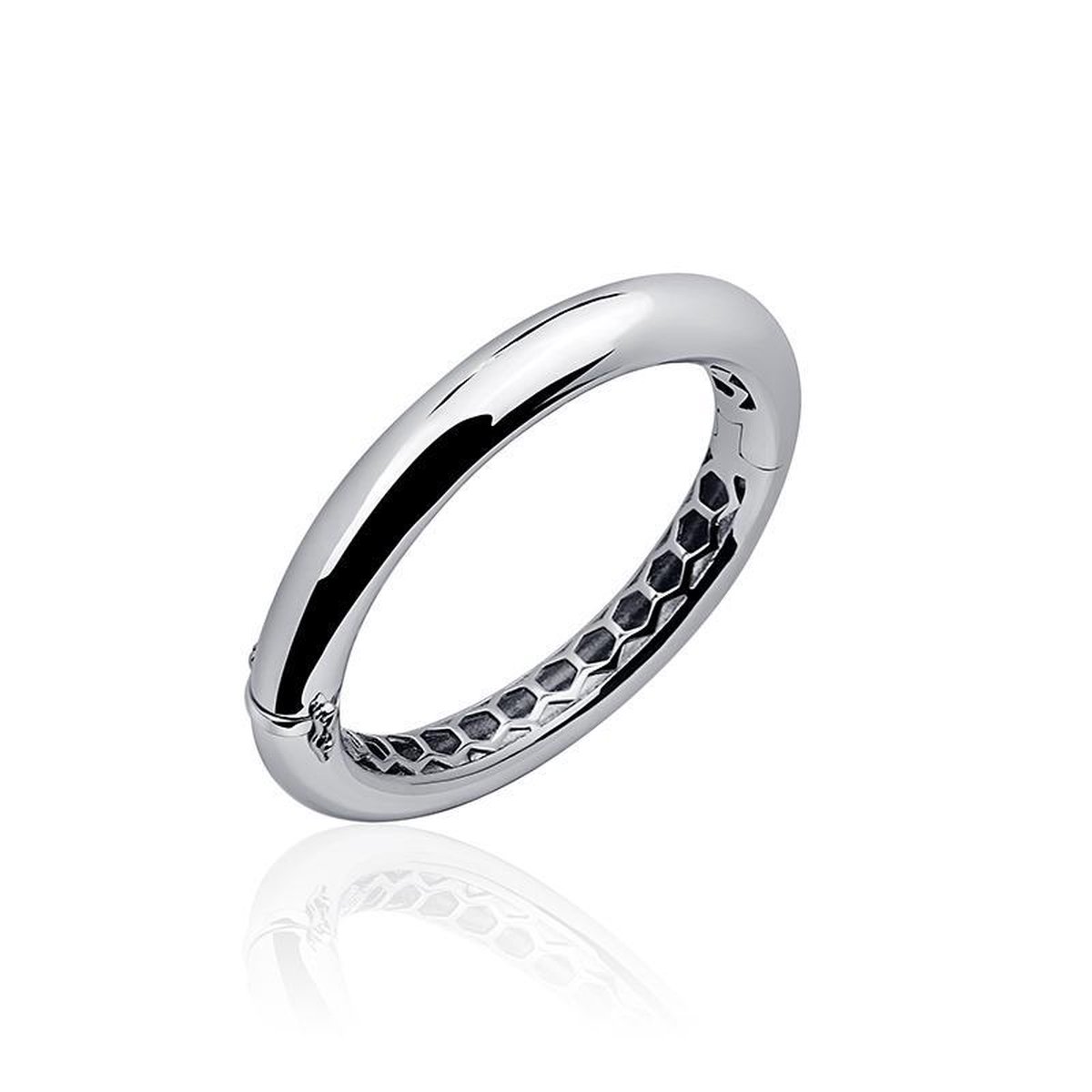 Jewels Inc. - Armband - Bangle Rond Gepolijst - 10mm Breed - Maat 56 - Gerhodineerd Zilver 925