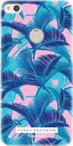 FOONCASE Huawei P8 Lite 2017 hoesje TPU Soft Case - Back Cover - Funky Bohemian / Blauw Roze Bladeren