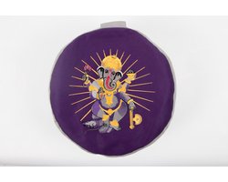 Om Namaste Symbolic Meditatiekussen Zitkussen - Rond - Ganesha - Paars