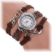 Fako® - Armband Horloge - Multi Infinity Love - Bruin - Sinterklaas & Kerst