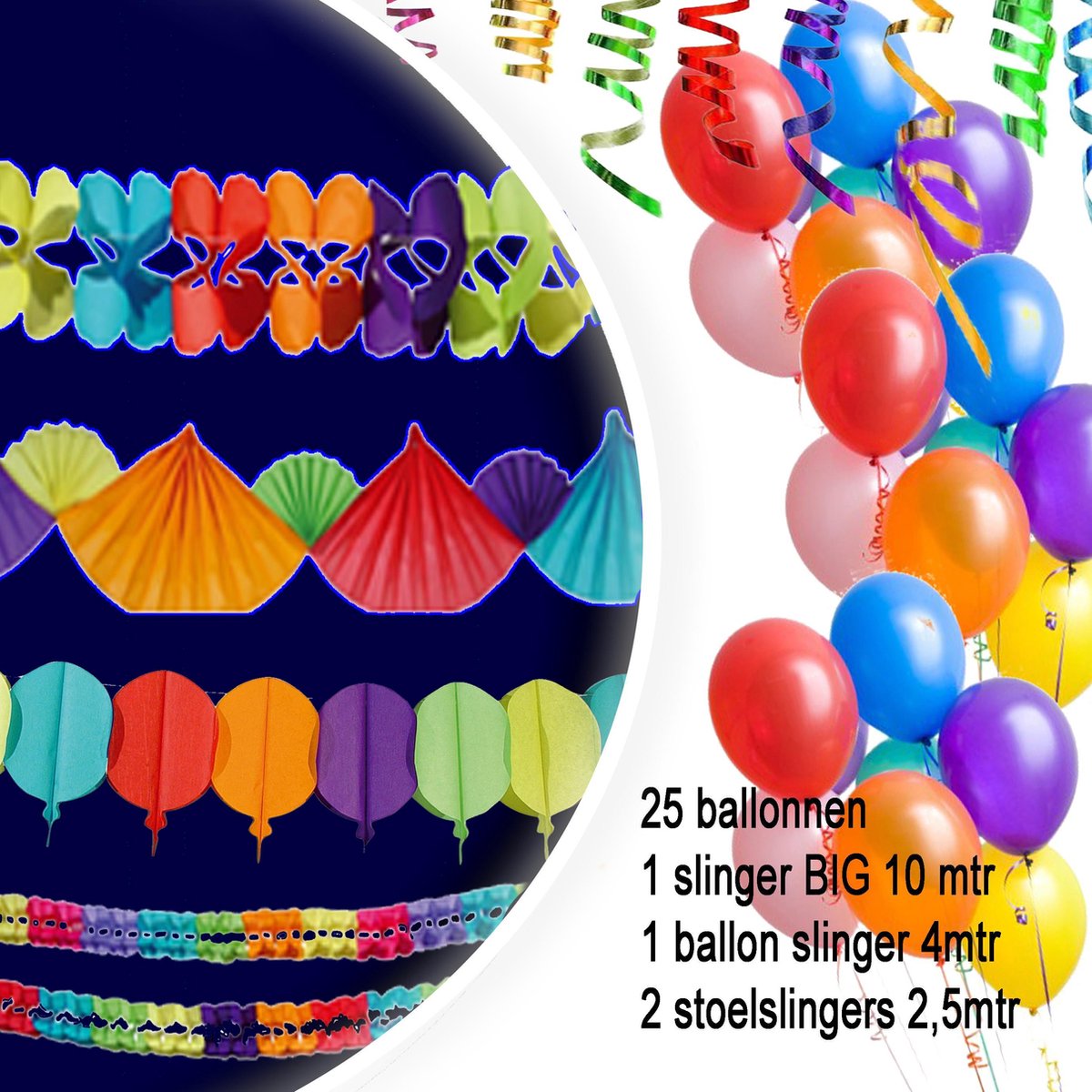 Feestpakket - Middel - Slingers - Ballonnen - Vlaggenlijn | bol