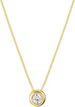 The Jewelry Collection Ketting Zirkonia 0,7 mm 42 + 2 cm - Goud