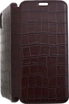 iPhone Xs Max Bookcase hoesje - Graffi - Croco Bruin (Croco) - Leer