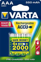 Varta Ready2Use HR03 4pcs Nikkel Metaal Hydride 550mAh oplaadbare batterij/accu