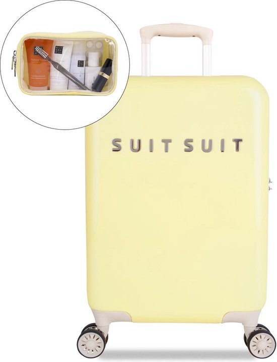 SUITSUIT Fabulous Fifties - Handbagagekoffer met gratis Toilettas - 55 cm -  Mango Cream | bol.com