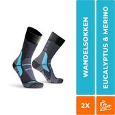 2-Pack Merino Wandelsokken met Eucalyptus Enfuse Walk 001 - Zwart / Blauw - Unisex - Maat 35-38